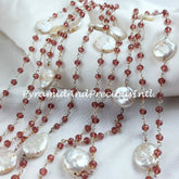 Amethyst Wire Wrapped Beaded Chain, 925 Silver Plated MOP Beaded Chain, DIY Crystal Wire Wrapped Rosary Chain – SELLING BY FOOT